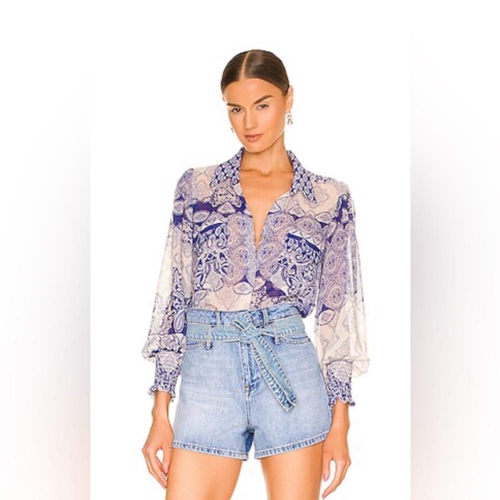 Nora Top in Majorelle Mixed Tile, MISA LOS ANGELES, medium